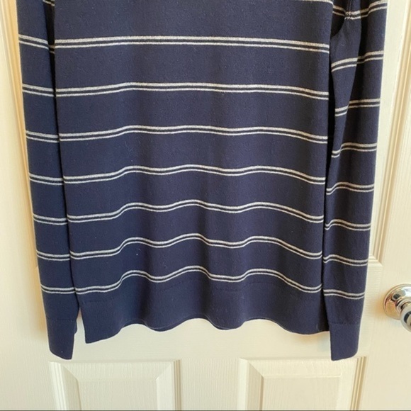 THEORY Riland Striped Wool Blend Pullover Sweater in Navy/Grey Size M - Picture 5 of 10